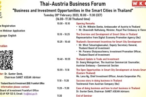 <strong>Read more about</strong><br />Invitation to Webinar: Thai-Austria Business Forum “Business and Investment opportunities in Smart Cities in Thailand” Invitation to Webinar: Thai-Austria Business Forum “Business and Investment opportunities in Smart Cities in Thailand”
